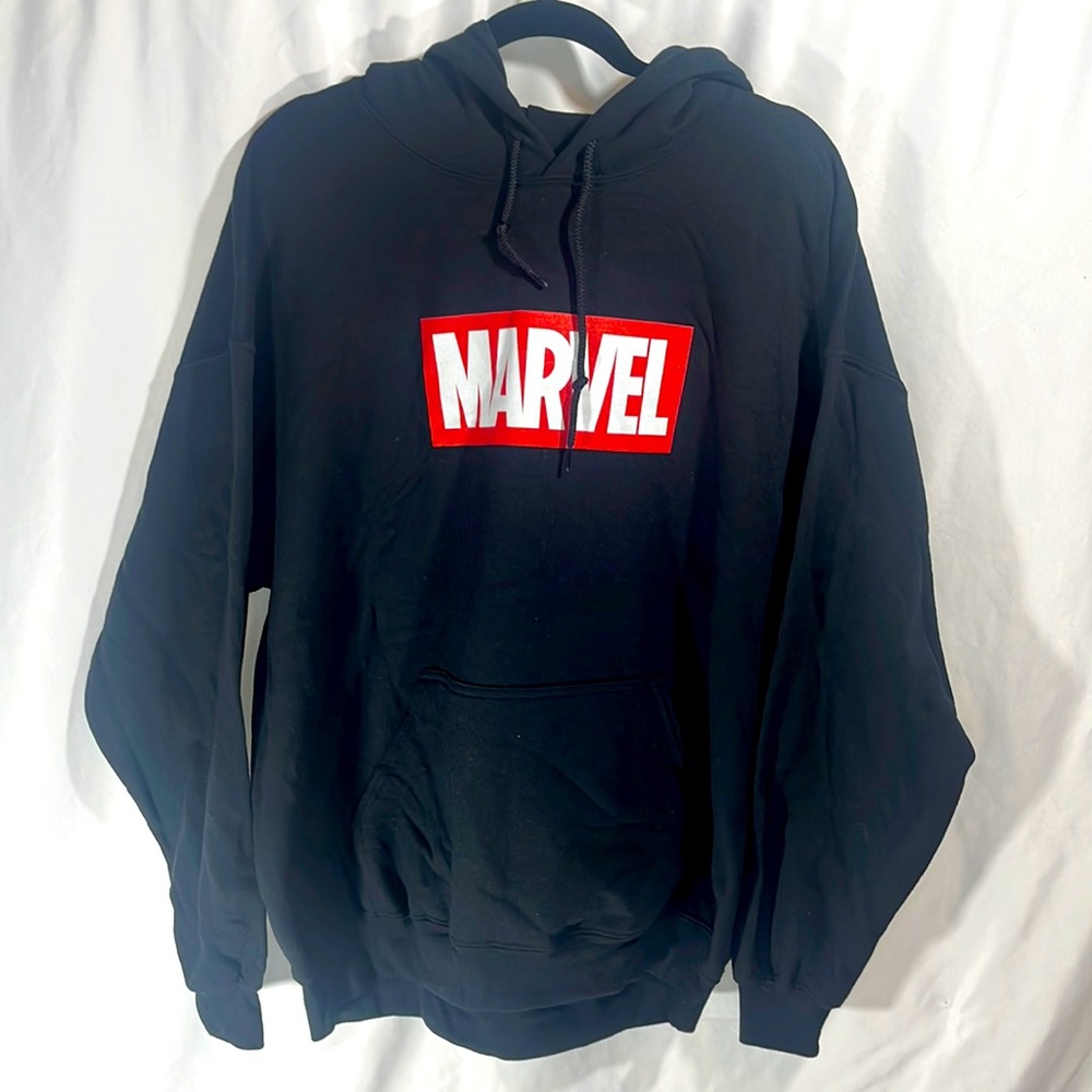 Licensed Marvel Studios “The First Ten Years” Hoodie, size Large, in Black